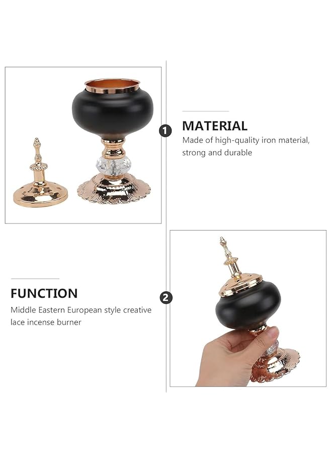 إيروريكس مبخرة معدنية حامل بخور فني من الحديد مع غطاء مبخرة راتنج اللبان مبخرة فحم هدية الترحيب بالمنزل للتأمل واليوغا وديكور المنزل - Image 2