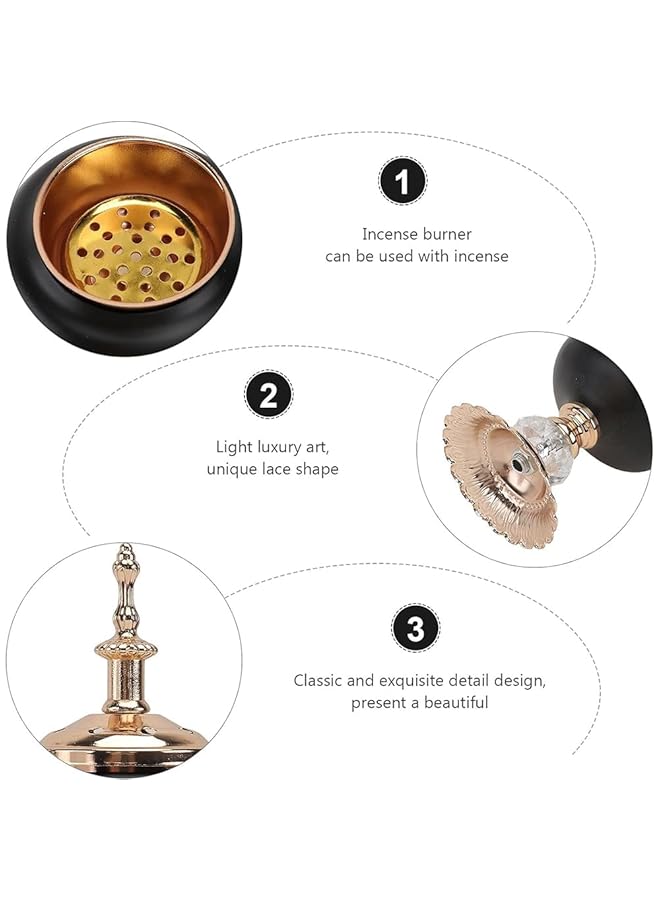 إيروريكس مبخرة معدنية حامل بخور فني من الحديد مع غطاء مبخرة راتنج اللبان مبخرة فحم هدية الترحيب بالمنزل للتأمل واليوغا وديكور المنزل - Image 3