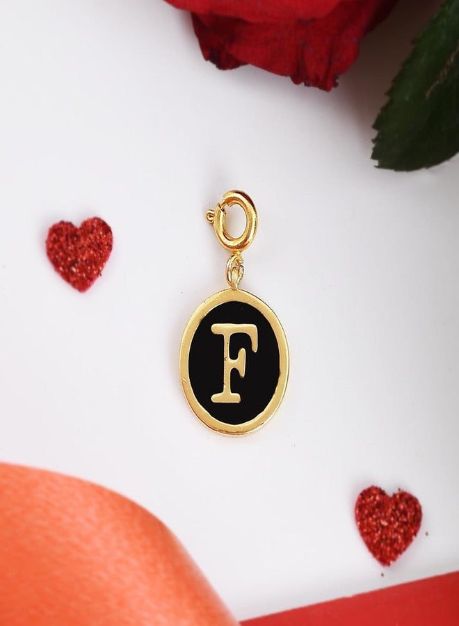 VOYLLA Valentine's Day Collection Alphabet F Black Enamel Charm|Valentine Gift For Her|Gift For Wome|Gift For Her| - Image 2