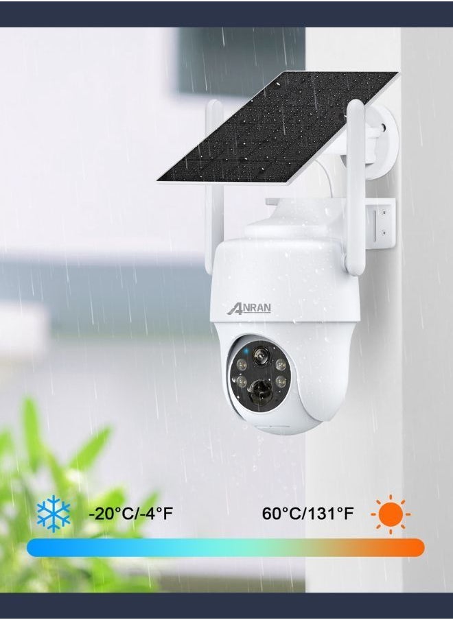 ANRAN - 4G Sim Card Solar Wireless Outdoor Camera PTZ 350° View 3MP Color Night Vision AI Motion Detection Compatible with Alexa - Image 1