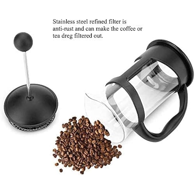 SYOSI Stainless Steel Press Coffee Maker Glass French Press Maker Home Office Tea Coffee Pot Size  350Ml - Image 4