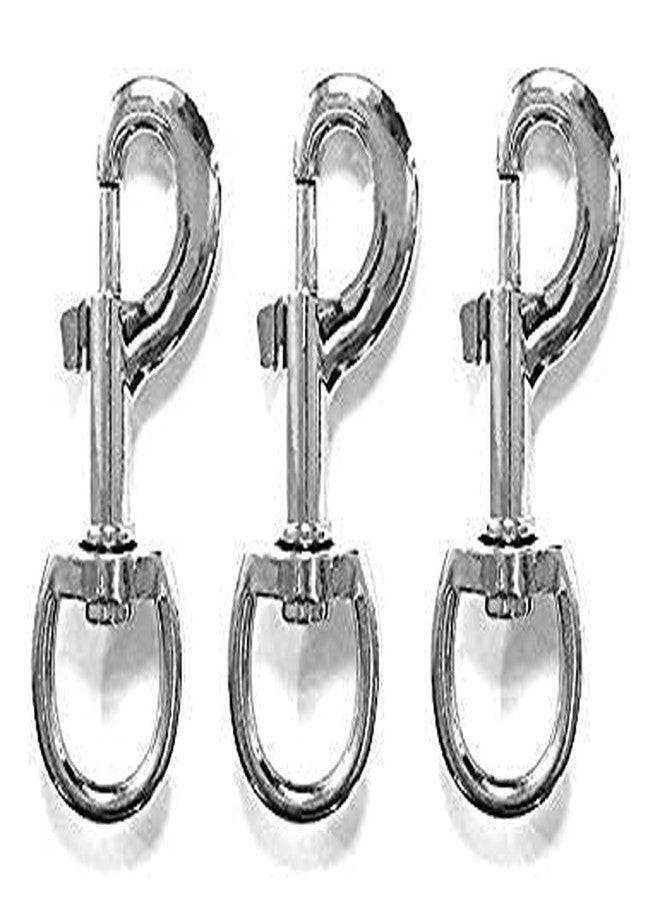 D&C PAWS Heavy Duty Solid Swivel Bolt Snap Hook Single Ended Round Swivel Clip Buckle Dog Chain. (Silver, Pack of 3 pc) - Image 1