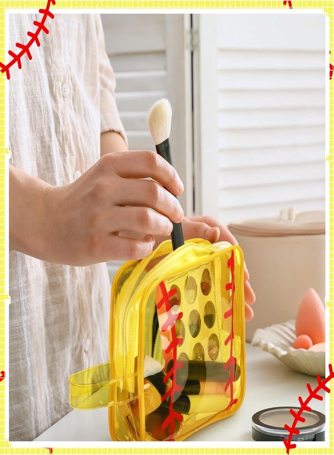 Reginary 12 Pcs Softball Cosmetic Bag Gifts Accessories for Makeup Bags Softball Clear PVC Cheer Case Toiletry Zipper Pouch Waterproof Travel Toiletry Handbag Purses Organizer for Women Valentine Gift - Image 4