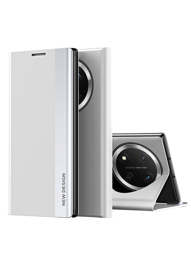 X-level Honor X9c Flip Case,Ultra Slim TPU Leather Full Body Protection Magnetic Stand Shockproof Phone Cover,White - Image 1