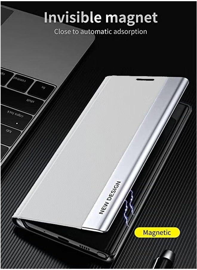 X-level Honor X9c Flip Case,Ultra Slim TPU Leather Full Body Protection Magnetic Stand Shockproof Phone Cover,White - Image 2