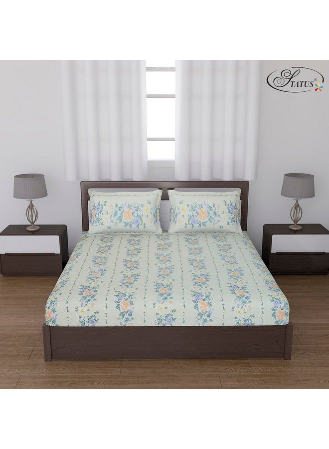 Status Contract -Cotton Rich Double Bedsheet with 2 Pillow Covers for Bed Room, Home, Hotel-120 GSM (Creamy White) - Image 1