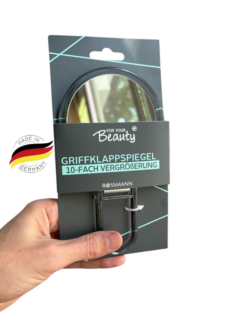 ROSSMANN German Brand -Small Folding Handheld makeup Mirror - 10x Magnification, office mirror.  - Image 1