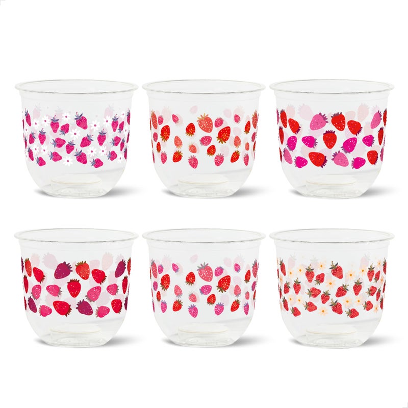 TOSSWARE NATURAL 12oz Arc - Strawberry Bliss - Plant Based 98mm Cups - Plastic Alternative for Parties, Bachelorettes, Weddings - Recyclable Theme Cold Cups - Set of 24 - Image 1