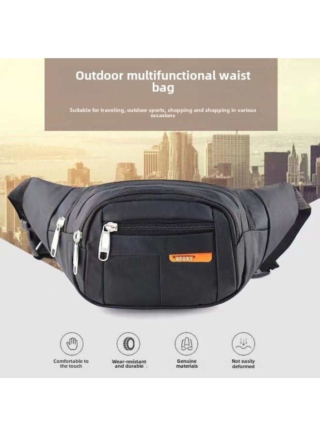 Generic Waterproof Waist Bag Men's And Women's Large Capacity Multi-functional Cashier Wallet Mobile Phone Waist Bag Wear-resistant Outdoor Sports Waist Bag-Color:Light Blue  - Image 4