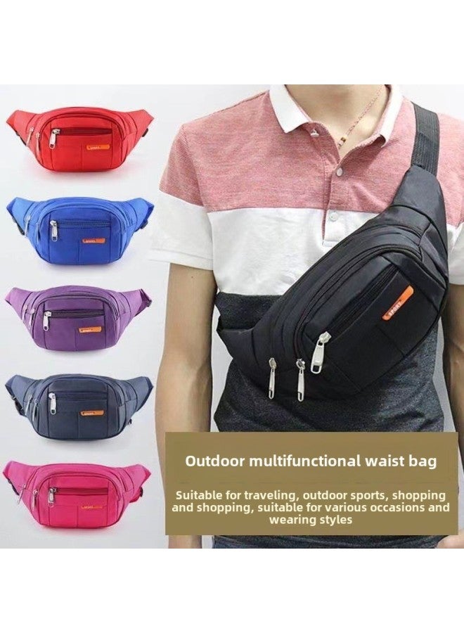 Generic Waterproof Waist Bag Men's And Women's Large Capacity Multi-functional Cashier Wallet Mobile Phone Waist Bag Wear-resistant Outdoor Sports Waist Bag-Color:Light Blue  - Image 3