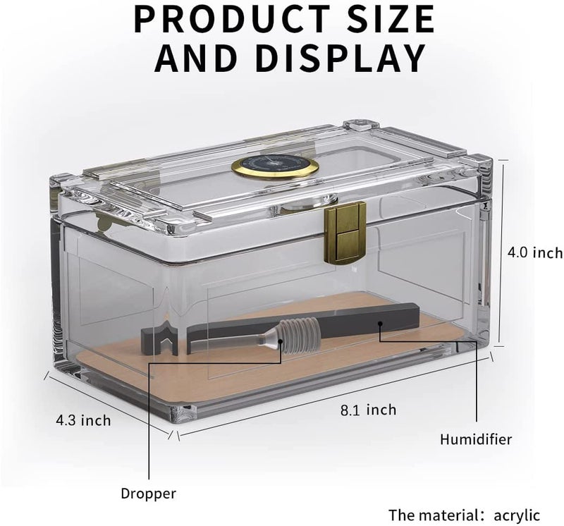 TISFA Acrylic Cigar Humidor with Humidifier and Hygrometer, Desktop Cigar Case Box that can Hold About 15-20 Cigars (S) - Image 5