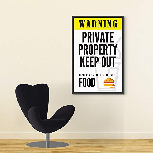 Inephos Wooden Warning Private Property Funny Laminated Print Framed Poster (8 X 12 Inch) - Image 1