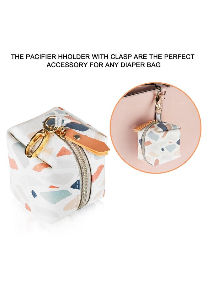 accmor Baby Pacifier Case with Clip, Baby Pacifier Holder Pouch Box for Diaper Bag, Holds 2 Pacifiers for Travel Outdoor Activities, Small Baby Utensils,Colorful Stone - Image 2