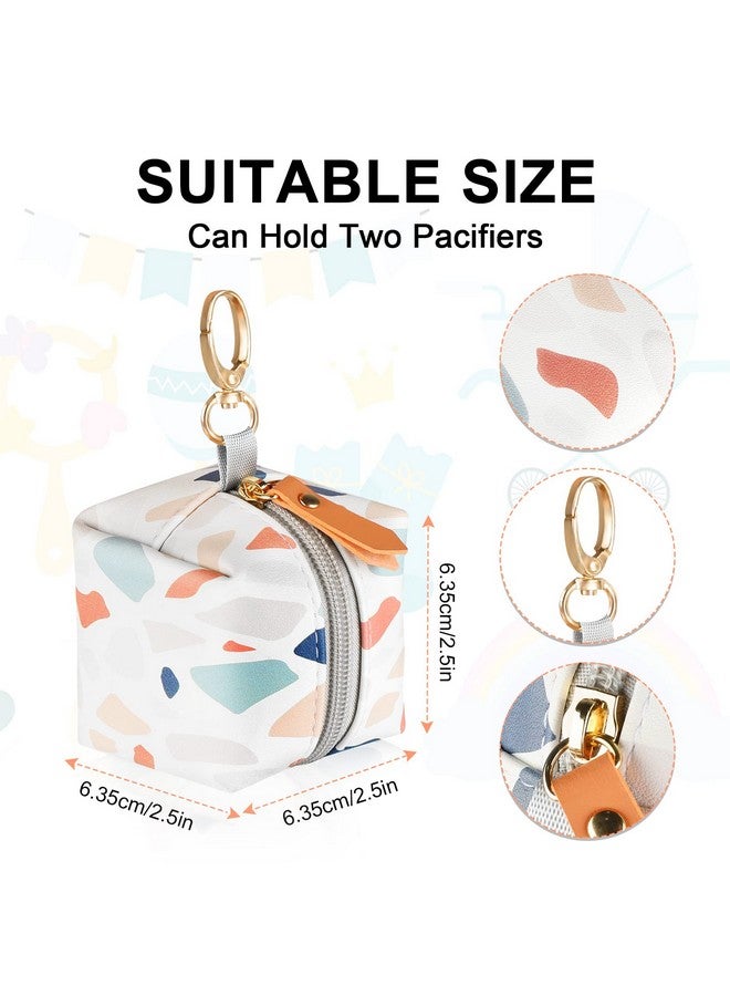 accmor Baby Pacifier Case with Clip, Baby Pacifier Holder Pouch Box for Diaper Bag, Holds 2 Pacifiers for Travel Outdoor Activities, Small Baby Utensils,Colorful Stone - Image 3