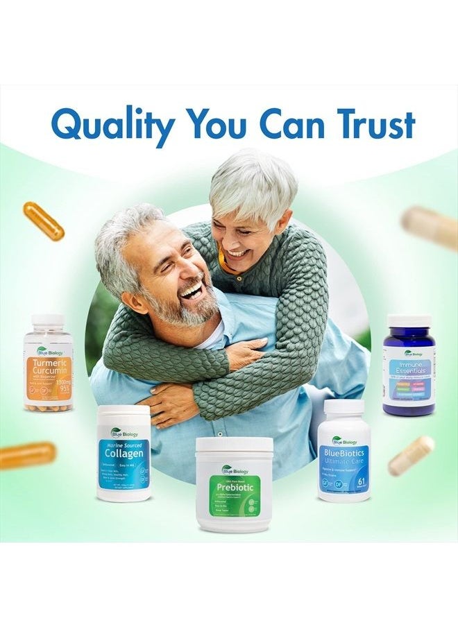 BlueBiology - Bluebiotics Ultimate Care Probiotics for Women and Probiotics for Men. 61 Billion Cfu - Gluten Free, Dairy Free, Soy Free, 100% Organic - 1 Month Supply 60 Vegetable Capsules - Image 1