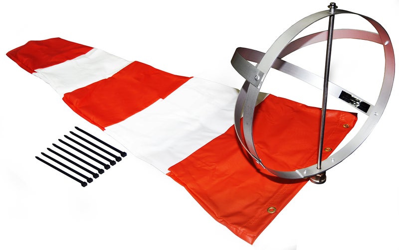 Airport Windsock Corporation Airport Windsock Corporation 13 X 54 Orange and White Windsock and 13 Aluminum Frame Combo USA Made 