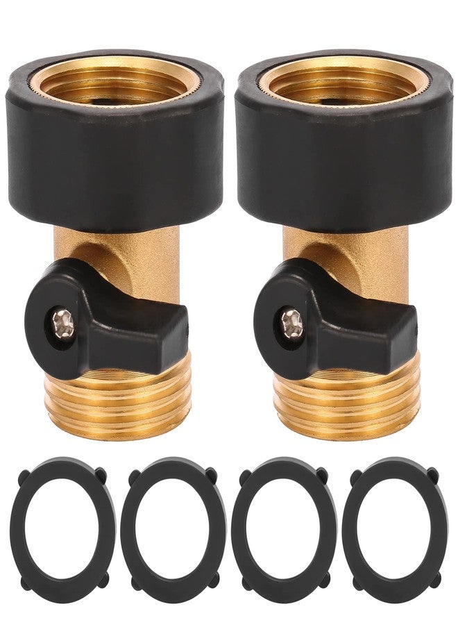 Sanpaint 2 Pack 3/4" Heavy Duty Brass Shut Off Valve Garden Hose Connector,1-Way Restricted-Flow Water Shut-Off - Image 1