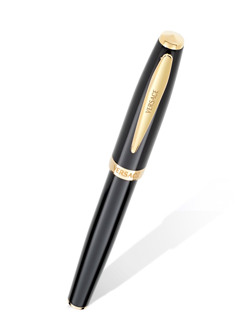 VERSACE Fountain Pen - Black Resin with Clip and Logo  - Image 1