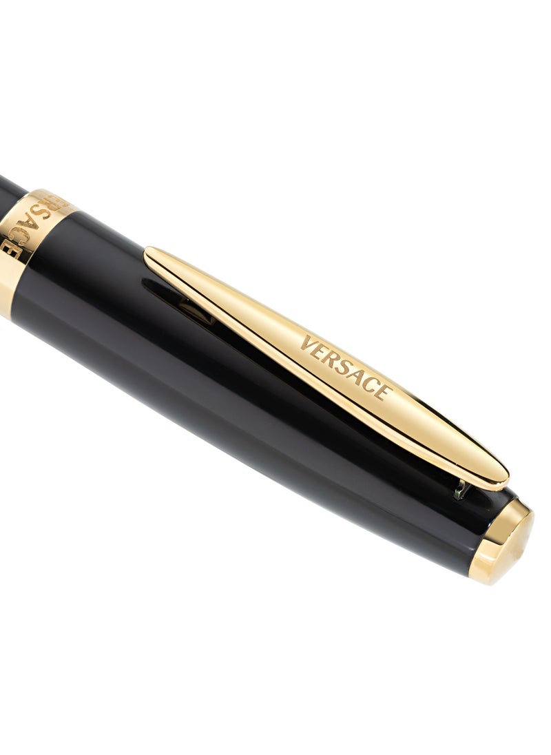 VERSACE Fountain Pen - Black Resin with Clip and Logo  - Image 2