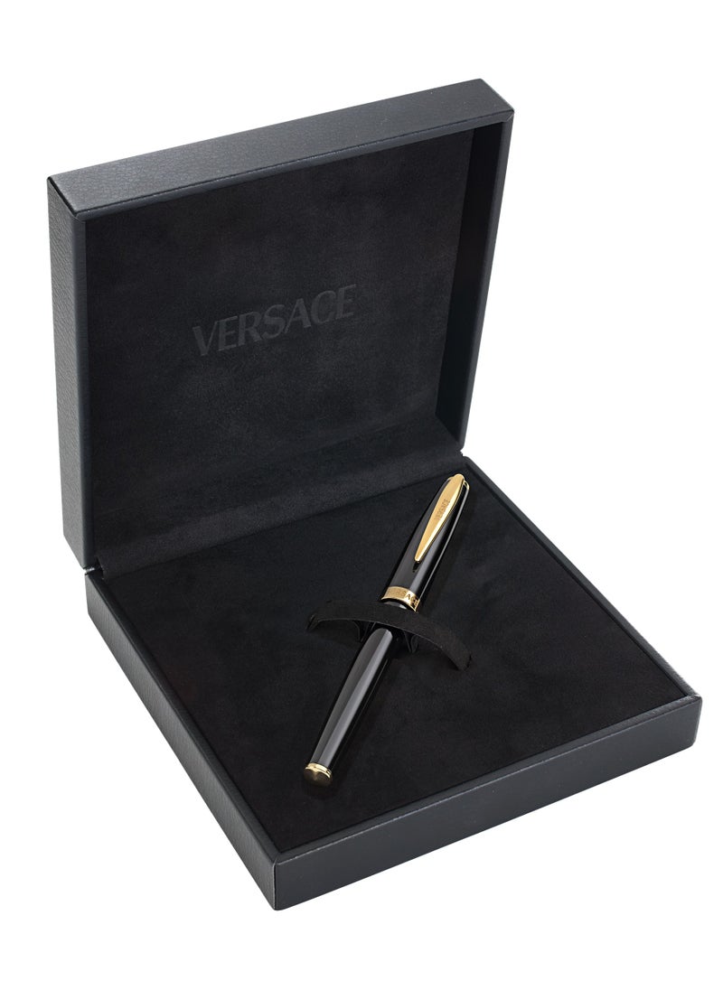 VERSACE Fountain Pen - Black Resin with Clip and Logo  - Image 4