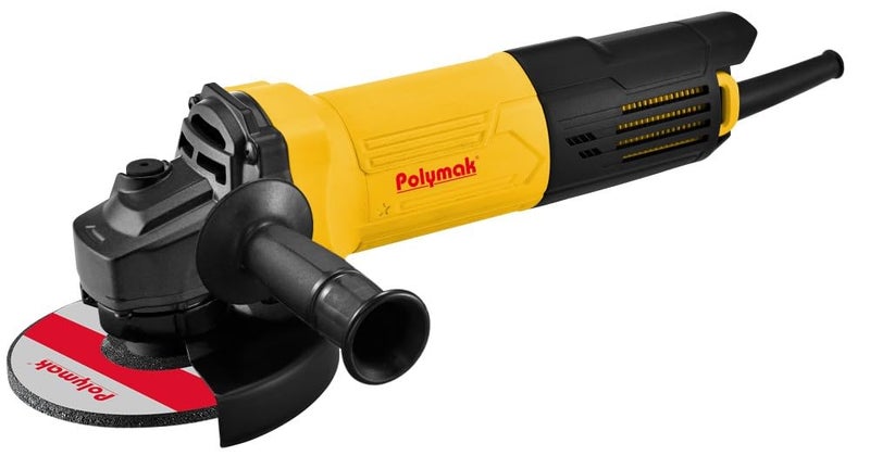 Polymak AG4-1050W Angle Grinder | 4-Inch Diameter | 1050W Motor | 11,000 RPM | Back Switch | Durable & Light in Weight | Ergonomic Handle | Grinding, Cutting, Polishing | 6-Month Warranty | Yellow - Image 1