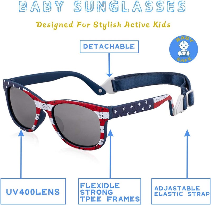 MAXJULI Baby Infant Sunglasses Safe, Soft, With Adjustable Strap 0-24 Months BPA Free 7002 - Image 5