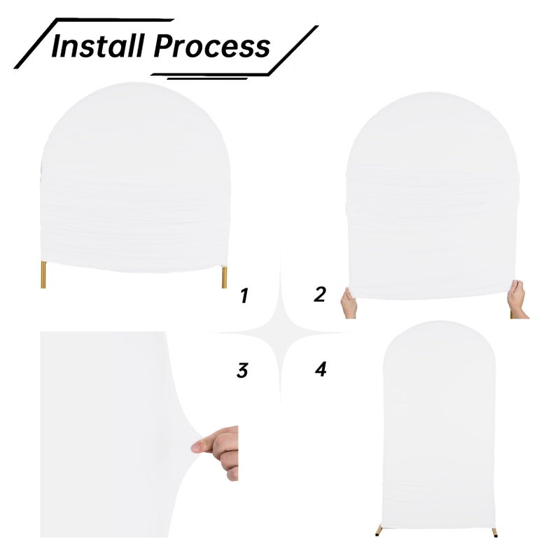 bricia Wedding Arch Backdrop Stand Cover, 7.2FT Double Sided Stretchy Arch Cover Fitted Wedding Birthday Party Banquet Decoration (White 86.4''Lx48''W) - Image 3