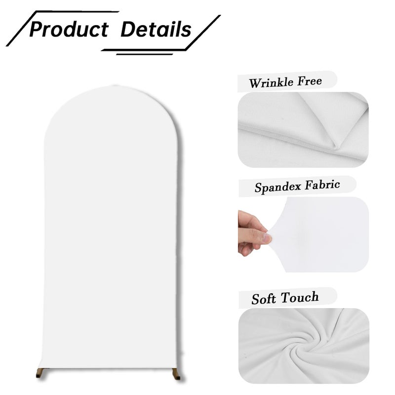 bricia Wedding Arch Backdrop Stand Cover, 7.2FT Double Sided Stretchy Arch Cover Fitted Wedding Birthday Party Banquet Decoration (White 86.4''Lx48''W) - Image 4