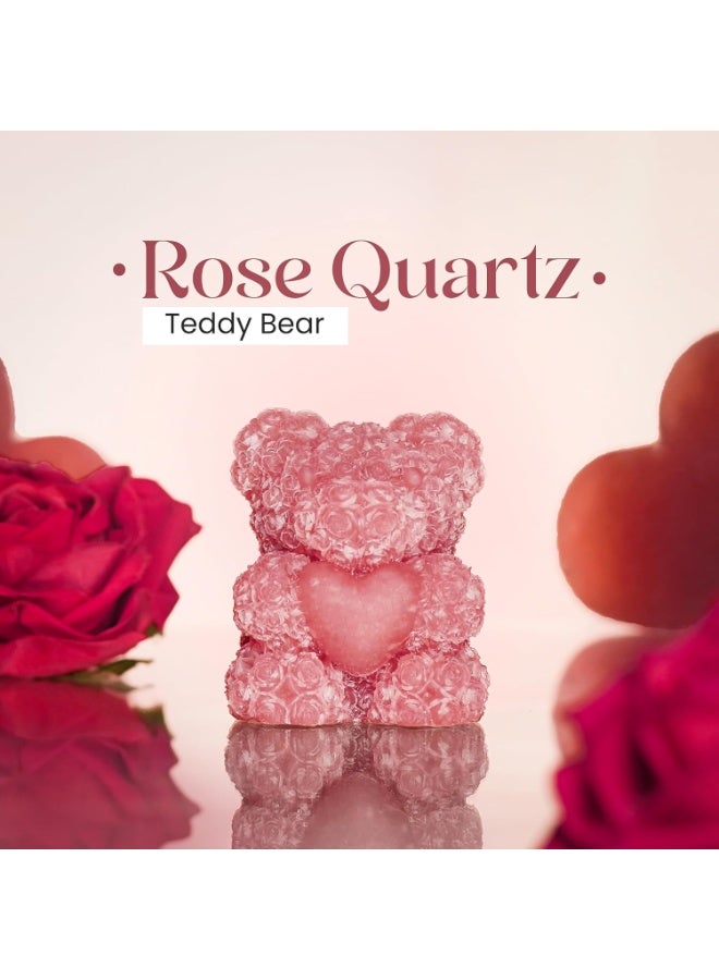 Studd Muffyn Rose Quartz Teddy Bear | Natural Love Crystal Showpiece for Gifting, Home Décor, Valentine Healing & Positive Energy Stone - Image 2