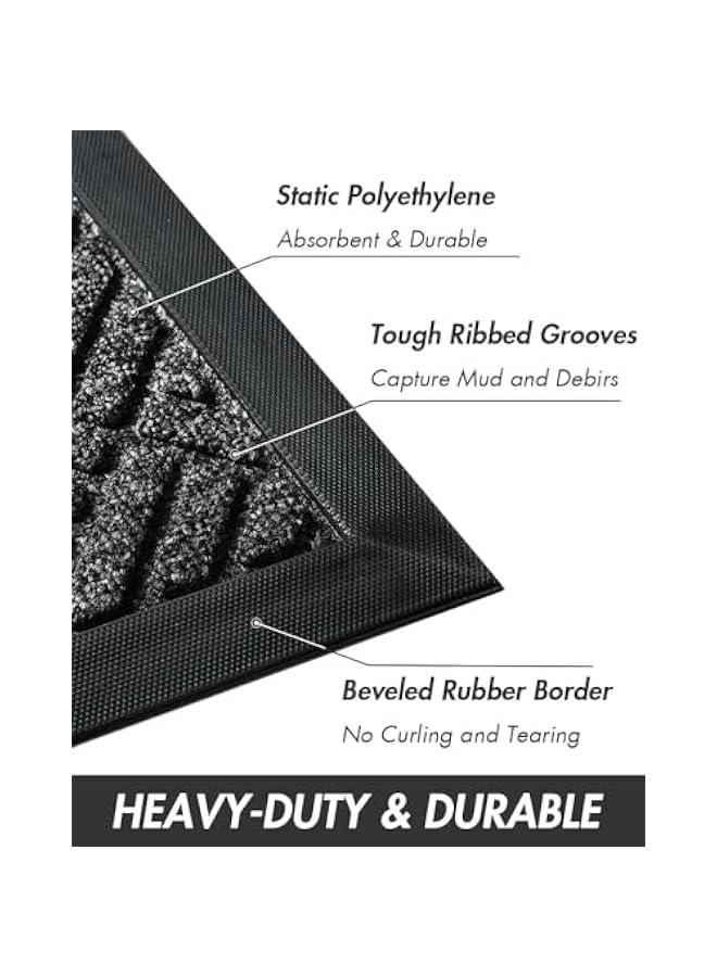 HOOKOR Front Door Mat,Outside Entrance Doormat Super Absorbent Moistureproof Door Mat,Indoor Outdoor Door Mat,Thick Durable Non Slip Rubber Backed, Welcome Mat for Home,Hallway (Grey, 45 * 75cm) - Image 2