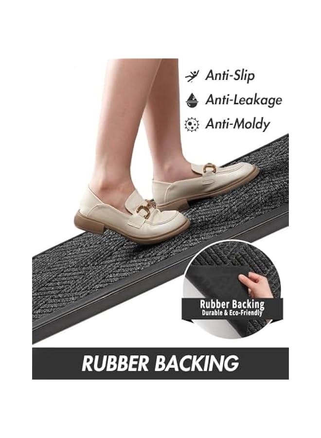 HOOKOR Front Door Mat,Outside Entrance Doormat Super Absorbent Moistureproof Door Mat,Indoor Outdoor Door Mat,Thick Durable Non Slip Rubber Backed, Welcome Mat for Home,Hallway (Grey, 45 * 75cm) - Image 3