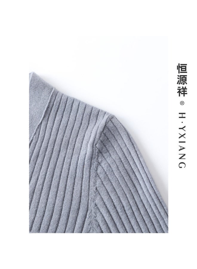 Hengyuanxiang Petite Scent Style Machine Washable [Merino Wool] Thin Faux Cardigan Knitwear V-Neck Short Sleeve Spring/Autumn Slim-Fitting Inner Top - Image 5