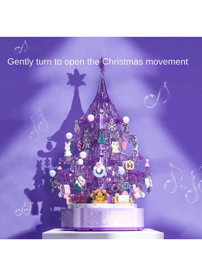 Bluejw Senbao 605029 Dream Christmas Tree With Lights Music Box Small Particles Handmade Assembled Toys Christmas - Image 3