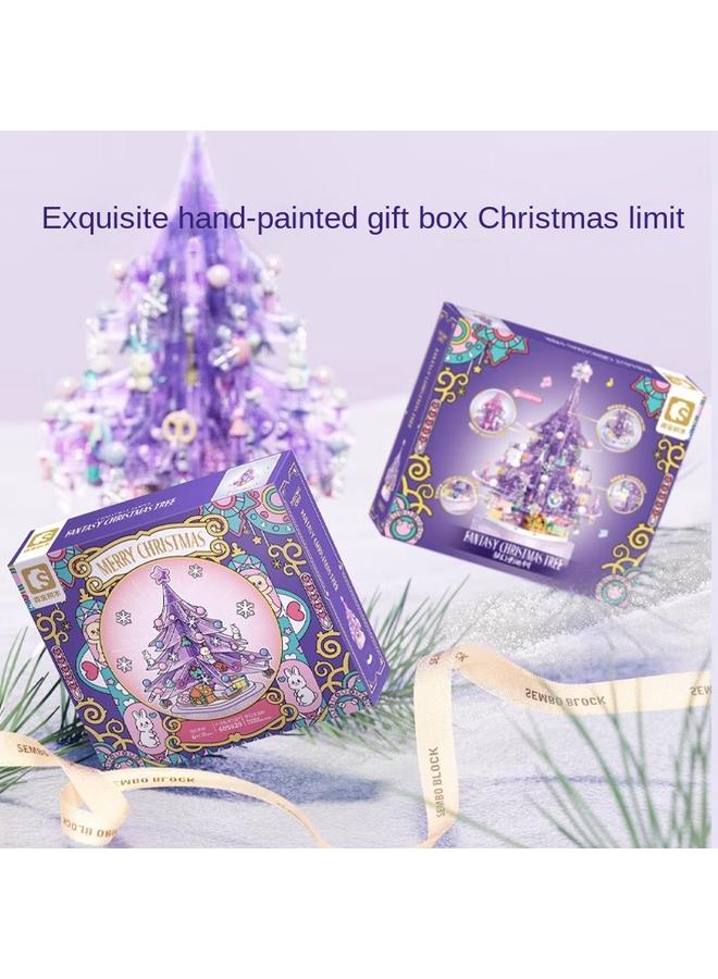 Bluejw Senbao 605029 Dream Christmas Tree With Lights Music Box Small Particles Handmade Assembled Toys Christmas - Image 5