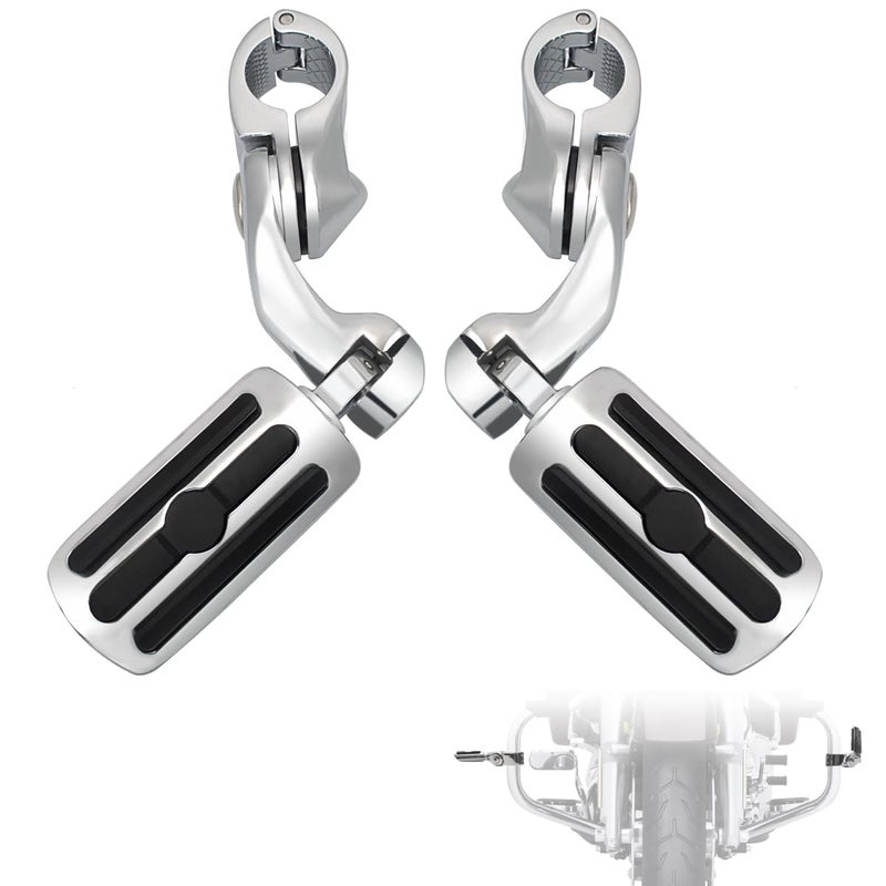 FOVPLUE 125 Highway FootpegsAdjustable Long Angled Highway Pegs wMounts for Harley Touring Street Glide Electra Glide Road King Softail CVO Dyna Trike VRSC Sportster w114 Engine GuardChrome1