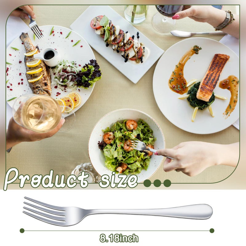 Tinsky 48 Pcs Dinner Stainless Steel Forks Set 8.2 Inch Silverware Forks Bulk Metal Salad Mirror Polished Forks for Dessert, Home, Kitchen, Restaurant - Image 3