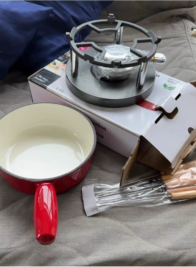 Cheese Cheese Fondue Chocolate Single Handle Cast Iron Milk Pot Enamel Enamel Cheese Fondue