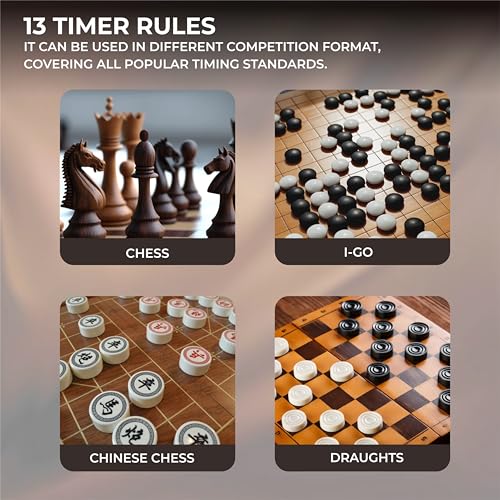 Nivia Chess Clock for Professional Board Games, Large Display, Digital Clocks, Game Timer, Chess Clock and Board, Count Up/Countdown (Black/Grey) - Image 4