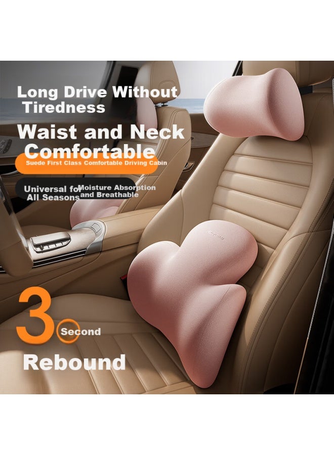 helloleiboo oleiboo Car Headrest And Lumbar Support Set, Neck Pillow And Back Cushion For Vehicles, Universal Memory Foam Seat Backrest Pillow - Image 1