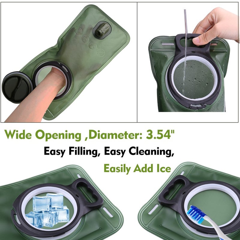 CHERAINTI Hydration Bladder, 1.5L Water Bladder for Hiking Backpack, BPA-Free Leak Proof Water Reservoir Storage Bag, Water Pouch Hydration Pack Replacement for Camping Cycling Running, Military Green - Image 5