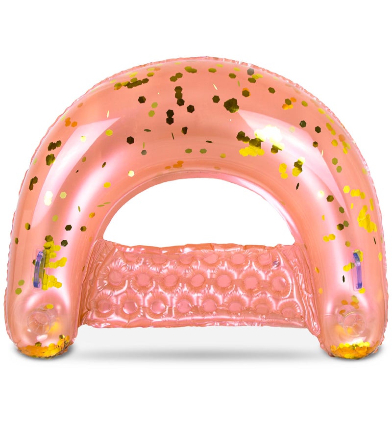 POZA Inflatable Pool Float Chair Sparkle Confetti Lounge Inflatable Pool Floats 2 Built in Cup Holders Handles Adult Inflatable Pool Lounger Floating Chair for Beach Lake Pool 48x38 Inch - Image 2
