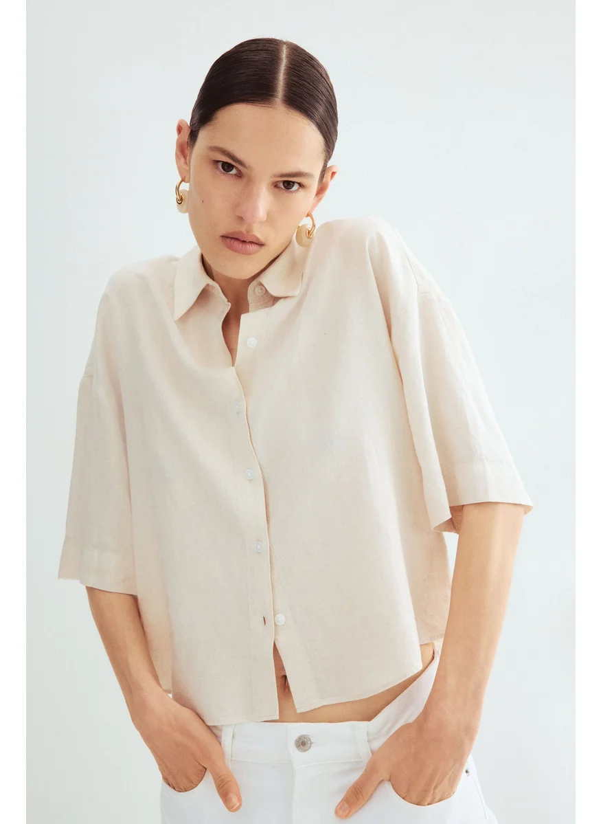 اتش اند ام Linen-Blend Shirt