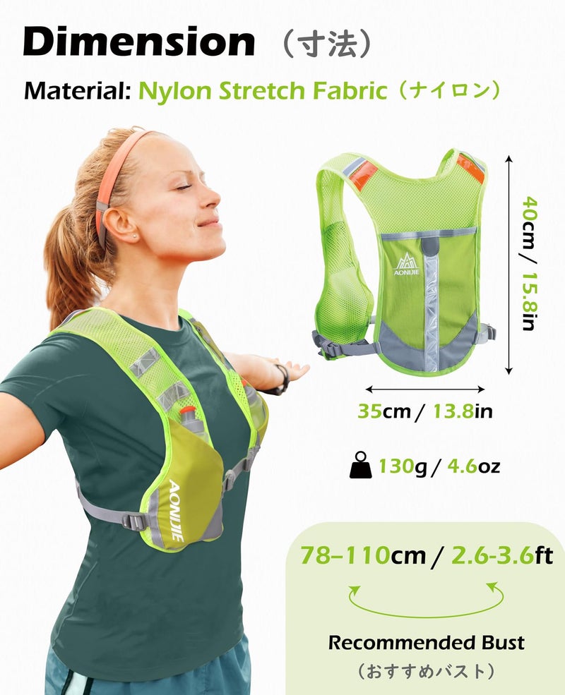 TRIWONDER Reflective Running Vest for Men Women Runners Hydration Pack Water Backpack for Marathon Race Cycling Hiking Festival Raves (Grey - with 2 Water Bottles) - Image 2