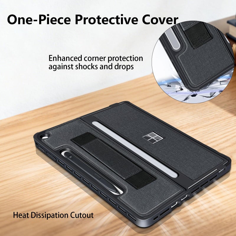 SSSÂ·GRGB Protective Case for Microsoft Surface Pro 12 inch 2025 | Fall-Resistant Cover with Hand Strap | Compatible with Built-in Kickstand & Magnetic Slim Pen Storage & Type Cover Keyboard | Black - Image 3