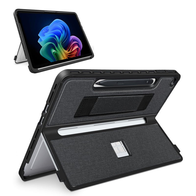 SSSÂ·GRGB Protective Case for Microsoft Surface Pro 12 inch 2025 | Fall-Resistant Cover with Hand Strap | Compatible with Built-in Kickstand & Magnetic Slim Pen Storage & Type Cover Keyboard | Black - Image 1