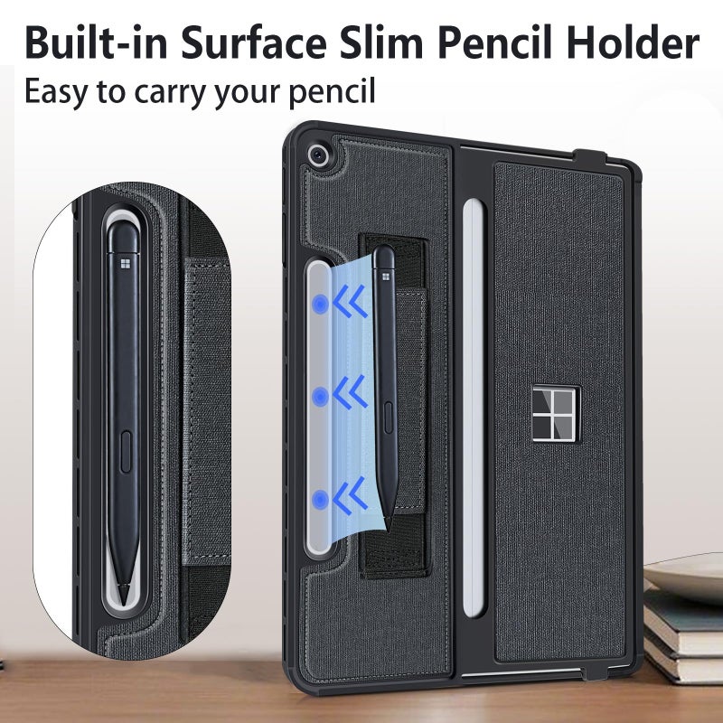 SSSÂ·GRGB Protective Case for Microsoft Surface Pro 12 inch 2025 | Fall-Resistant Cover with Hand Strap | Compatible with Built-in Kickstand & Magnetic Slim Pen Storage & Type Cover Keyboard | Black - Image 5