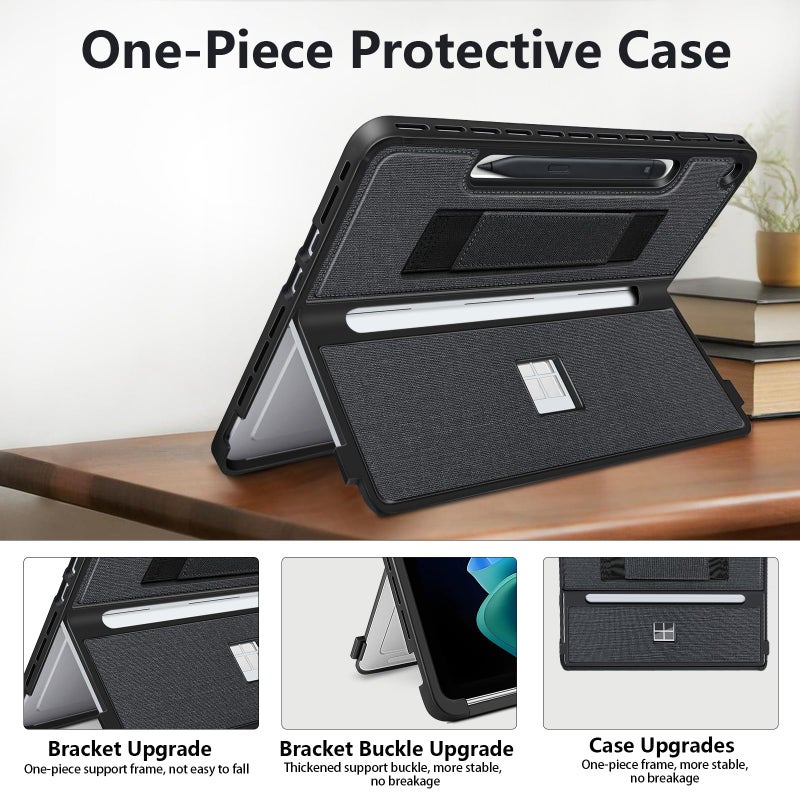 SSSÂ·GRGB Protective Case for Microsoft Surface Pro 12 inch 2025 | Fall-Resistant Cover with Hand Strap | Compatible with Built-in Kickstand & Magnetic Slim Pen Storage & Type Cover Keyboard | Black - Image 4