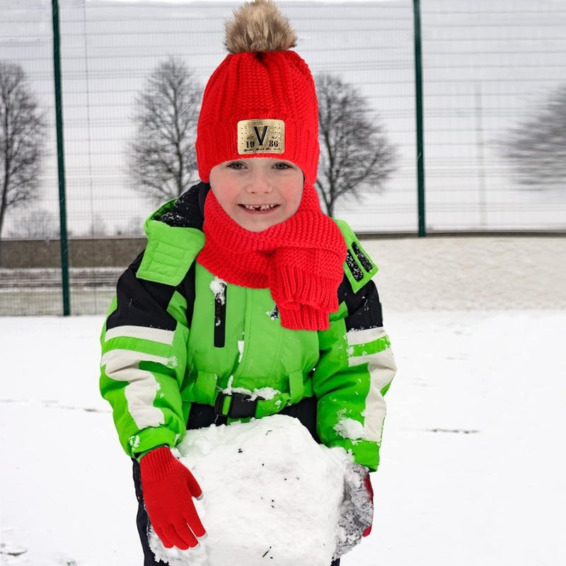 Runloon Kids Knit Hat/Scarf/Gloves Set,Winter Warm Set with Beanie and Long Scarf - Image 3