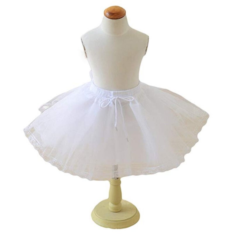 Kumeng 3 Layers Girls Slip Flower Girl Petticoat Crinoline Hoopless Skirt Underskirt for Kids KPT2 Girls' Slip - Image 2