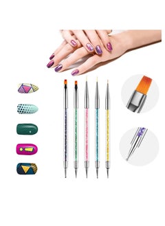 SYOSI Nail Art Brushes, Double Ended Brush & Dotting Tool Kit, Including Nail Liner Brush and Nail Dotting Pens for Nail Art Nail Salon 5Pcs  - Image 1